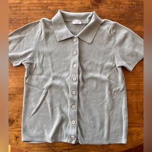 John Galt/Brandy Melville sage green button-up collared shirt